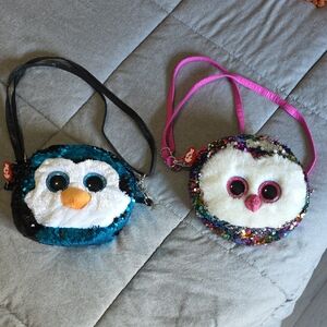 Ty Penguin and Owl Sequin Crossbody Bags